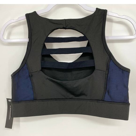 BCBGMAXAZRIA Black Perry Blue Sports Bra NEW Large - Picture 4 of 8